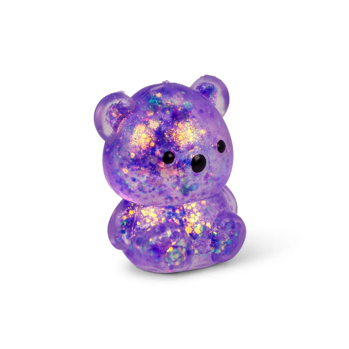 Scrunchems Squishy Sugar Bears purple bear with iridescent glitter on a white background