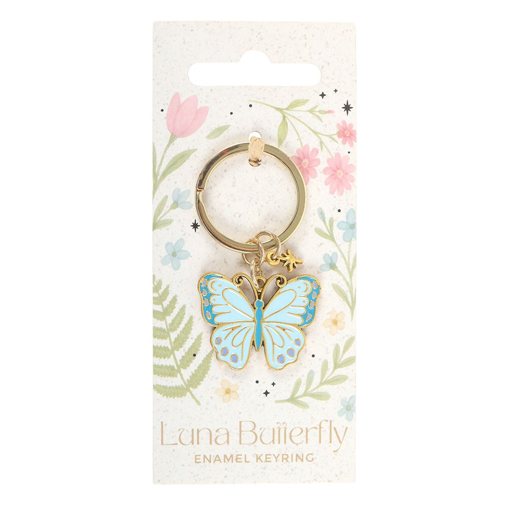 Blue enamel butterfly keyring