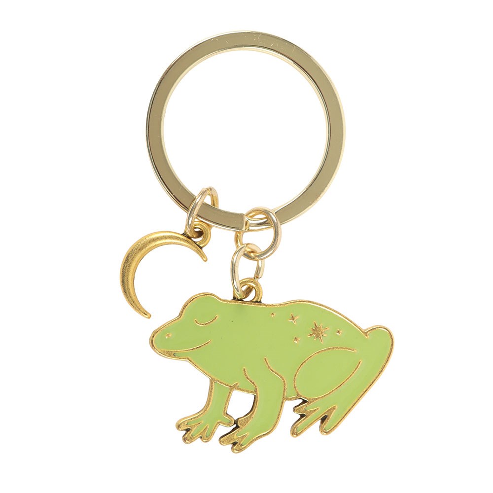 green frog keyring with moon and stars