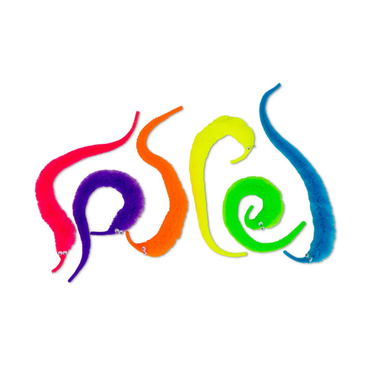 Set of colourful magic wrigglers hair accessories on a white background