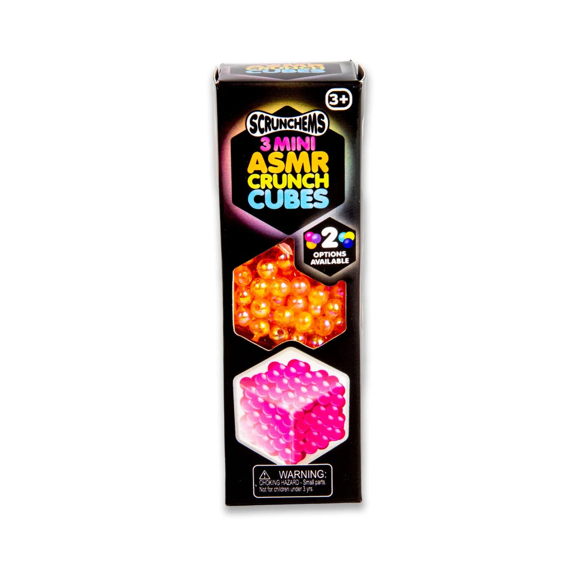 Packaging of Scrunchems Mini ASMR Crunch Cubes on a white background