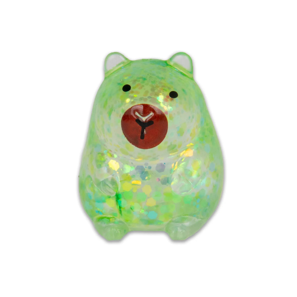 mini sugar capybara with a red nose on a white background