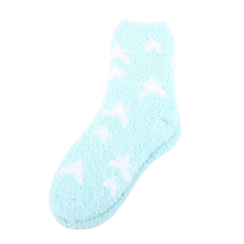 Fluffy Light blue socks with white stars