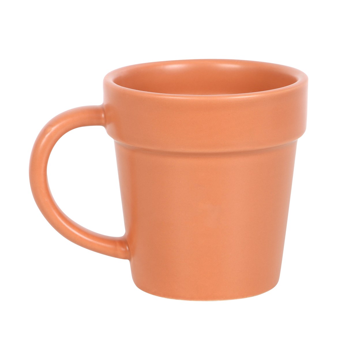 Terracotta-colored mug on a white background