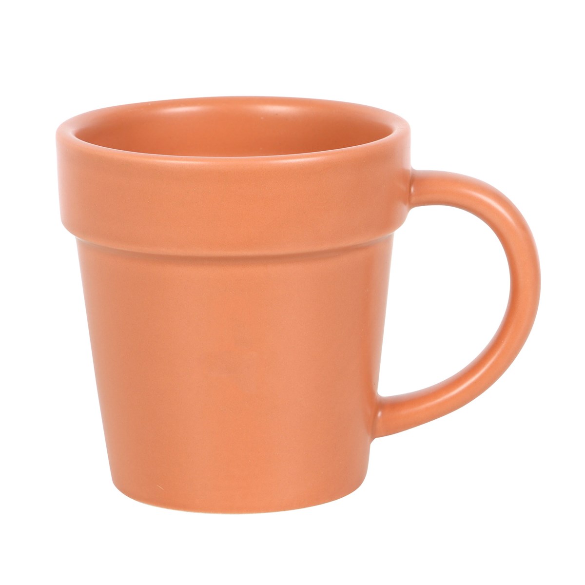 Terracotta-colored mug on a white background