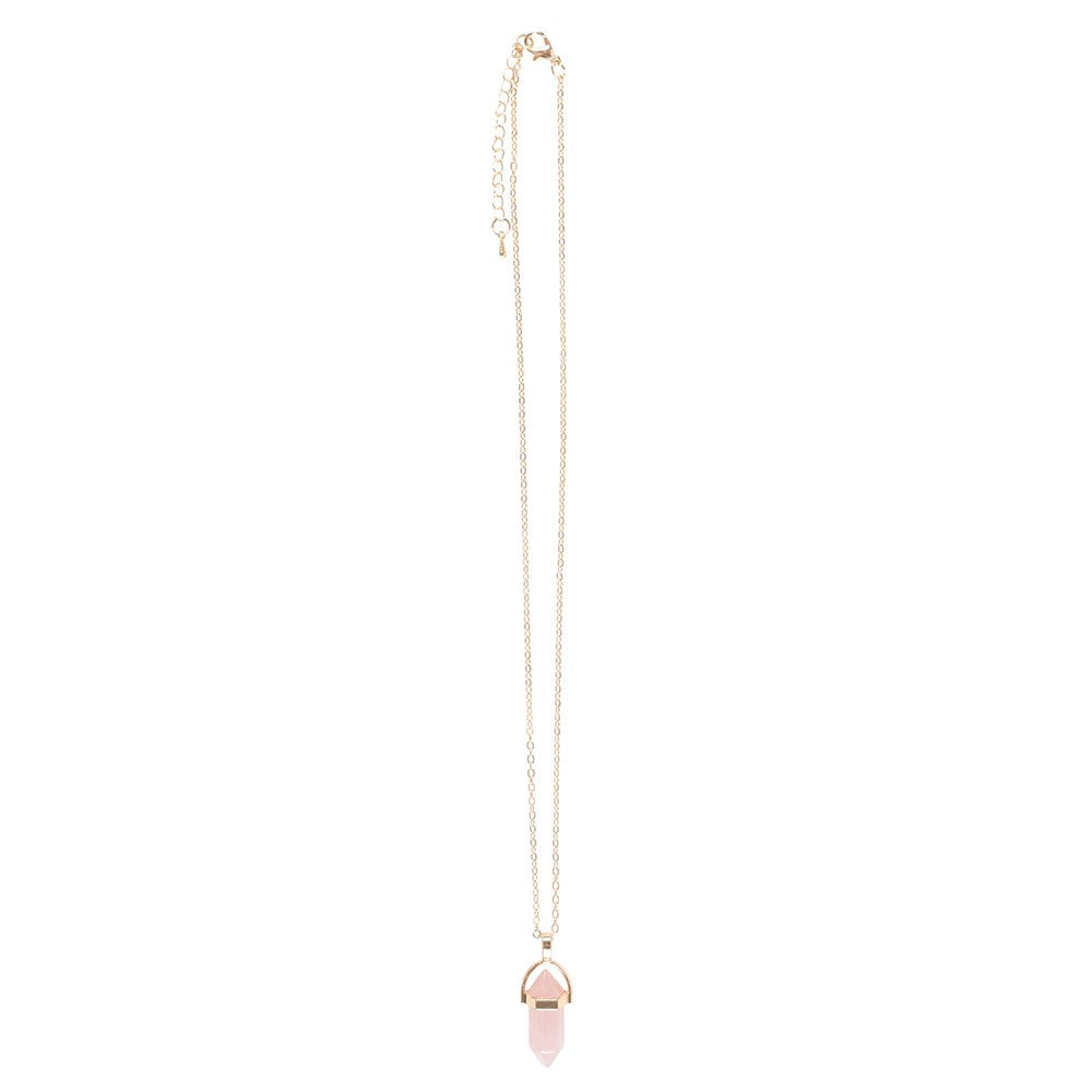 Rose Quartz Crystal Pendant Necklace
