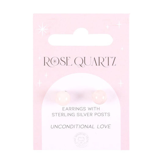Rose Quartz Semi Precious Crystal Earrings on card