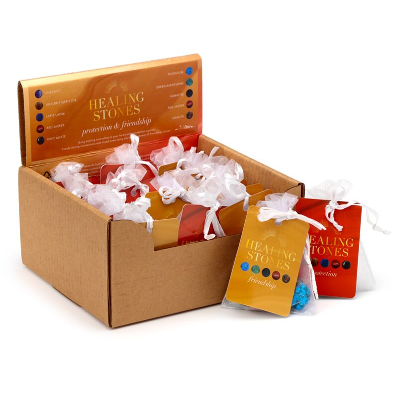 Set of 5 Protection & Friendship Stones 2 bags and the box display