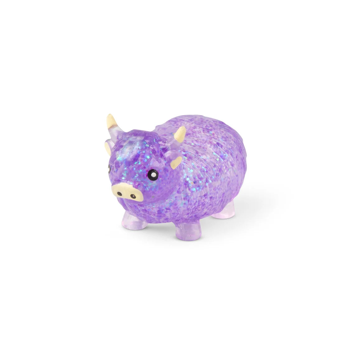 Purple glittery highland cow  toy on a white background
