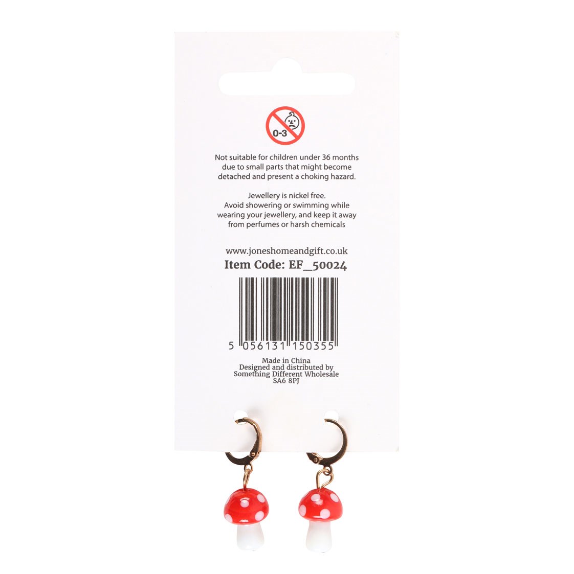 back of toadstool earrings