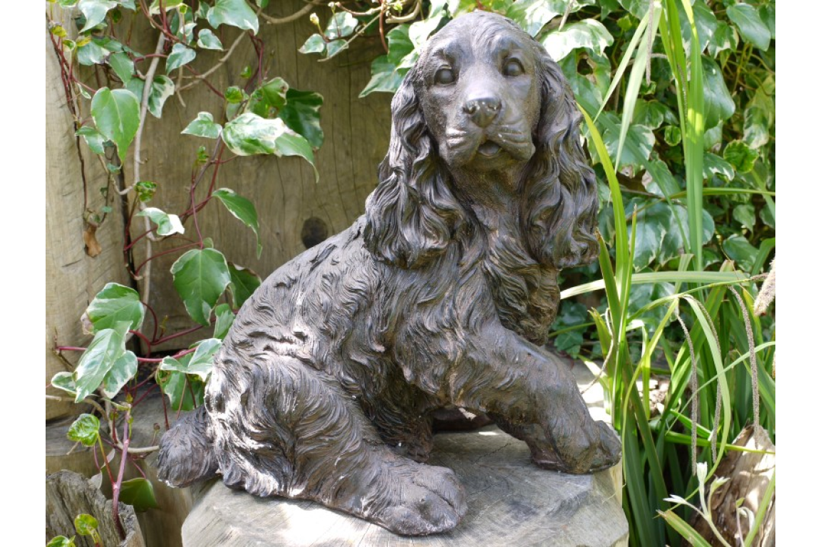 Cocker Spaniel Garden Home Statue bronze brown effect