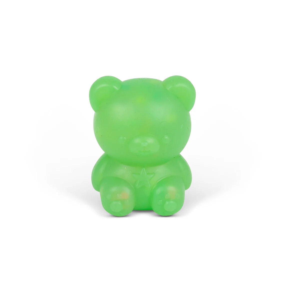 A small translucent green Scrunchems Kind Heart Squish Bear centered on a plain white background.